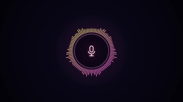 Radial Sunburst Equalizer Bars Around Voice Assistant Mic