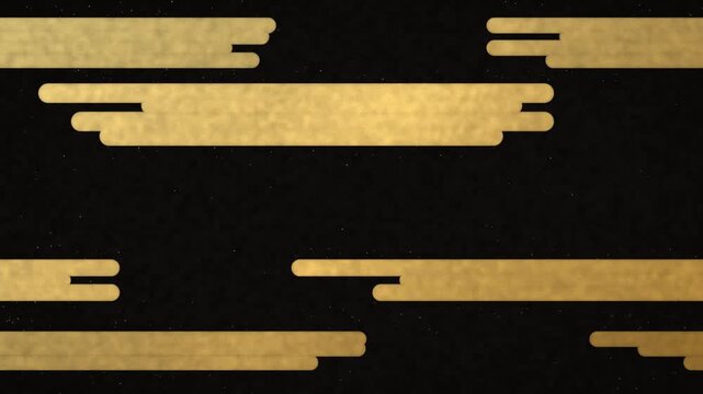 Gold Japanese Clouds Flowing on Black Lacquer &ndash; Seamless Loop 4K Motion Background