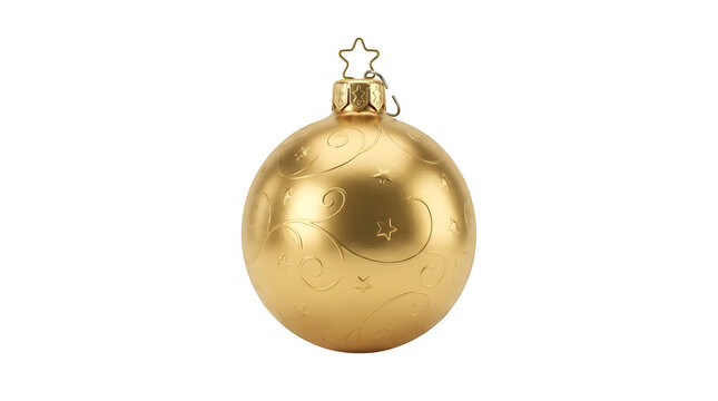 A beautiful golden christmas ornament featuring delicate sparkle details ideal for holiday themed designs and festive seasonal decorations on a clear transparent