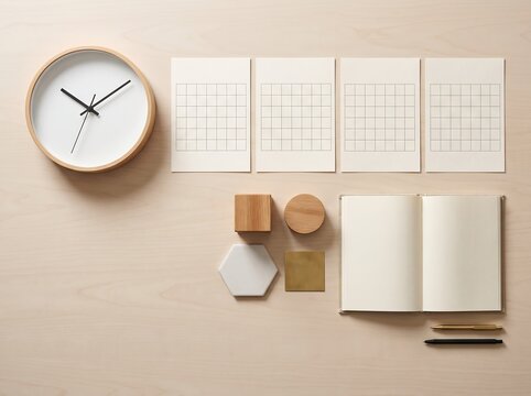 Minimal Weekly Planning Desk With Clock