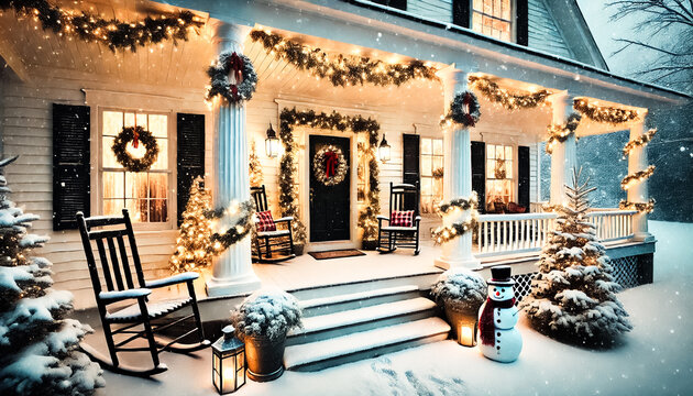 Festive Holiday Porch with Cozy Winter Charm