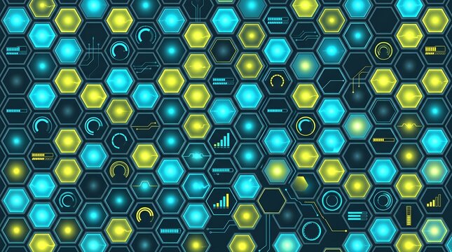 Futuristic hexagonal honeycomb mesh grid network pattern for high tech cyber technology vector