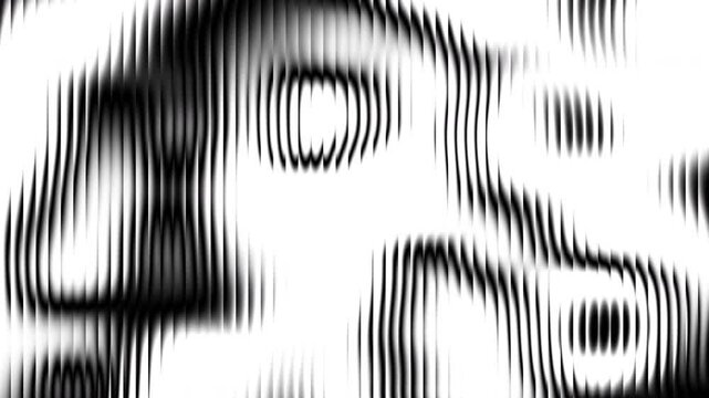 Abstract black and white halftone wave loop background banner in ribbed glass fractal style