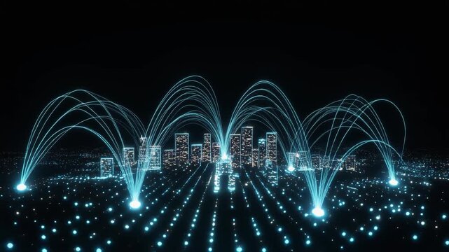 Connected digital city connection wave across city
