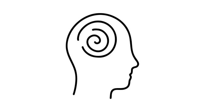 animation thoughts in head doodle style mental activity concept