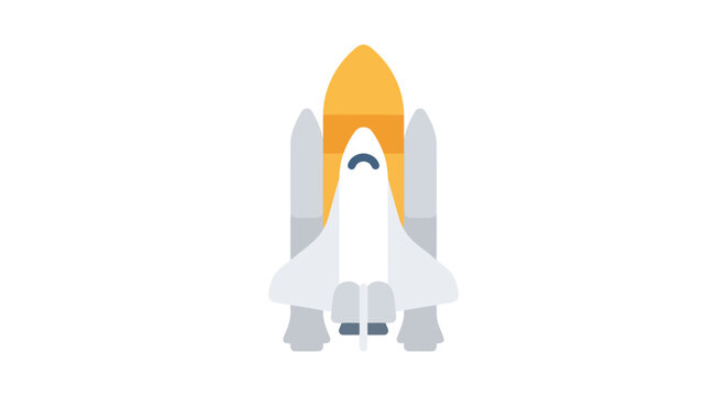 Flat vector illustration of a space shuttle against a white background