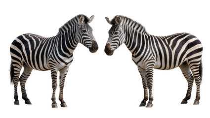 Two zebras facing each other, isolated on transparent background © Aliona