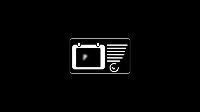 Animated task list appearing on calendar thursday icon isolated on black screen background.Dynamic calender icon animated video.Calendar icon showing thursday with motion graphic.