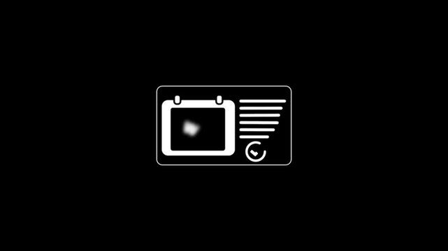 Animated task list appearing on calendar wednesday icon isolated on black screen background.Dynamic calender icon animated video.Calendar icon showing wednesday with motion graphic.