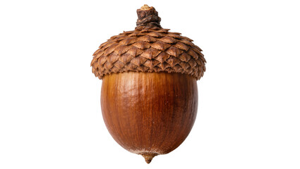 Brown textured acorn with cap, isolated on transparent background © Corotaev