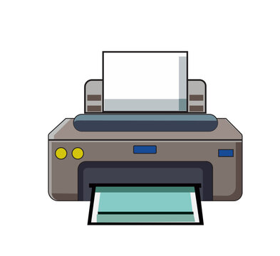 Desktop printer machine flat vector icon isolated on white background for business technology app interface and electronic hardware infographic