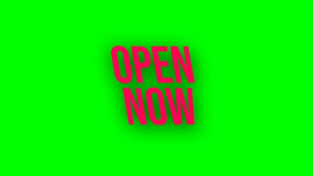 Burger shop open now text animation on green screen