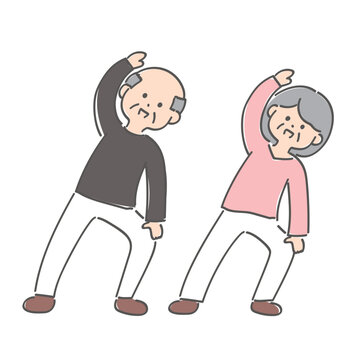 元気に体操をするシニア夫婦