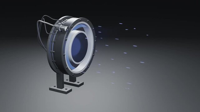 Hall-effect thruster with animated plasma plume in 3D
