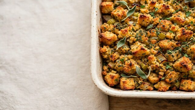 Thanksgiving Thanksgiving stuffing with copy space - 4K stock photo