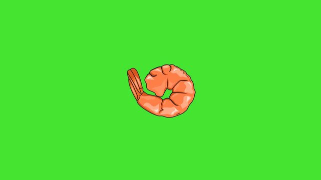 Animation shrimp fries seafood delicious on Green Screen
