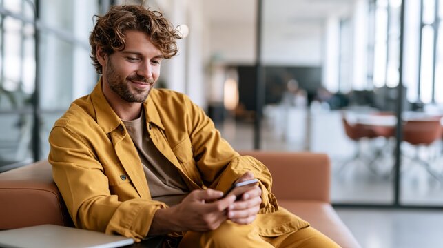 Man enjoying digital downtime during a relaxed office break
