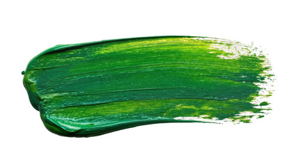 Thick green oil paint brush stroke textured and glossy, isolated on transparent background © Viktor