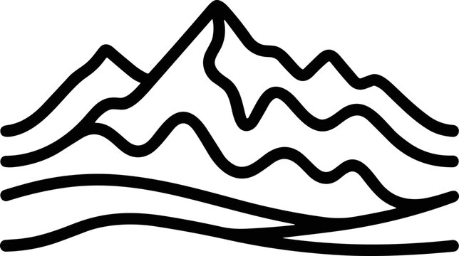 Minimalist mountain range line art, abstract landscape, simple peaks, outdoor nature graphic