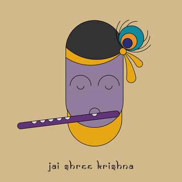 happy Janmashtami Krishna character Design Vector