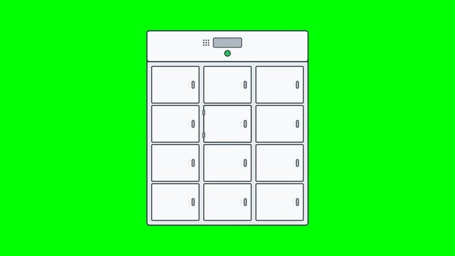Smart Parcel Locker Animation with Package Delivery on Green Screen