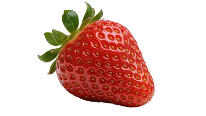 Ripe red strawberry with green leaves, isolated on transparent background © Maria