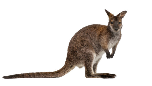 Brown kangaroo standing, isolated on transparent background