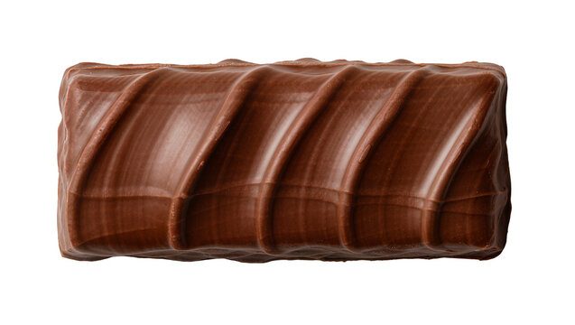 Chocolate bar with ridged texture, isolated on transparent background