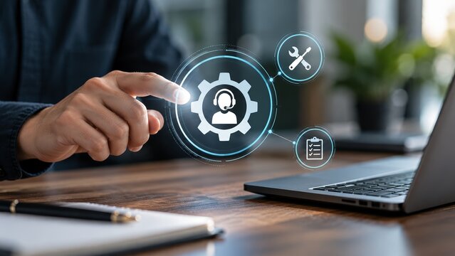 Professional business customer support service interface system digital concept online assistance desk technical problem solving