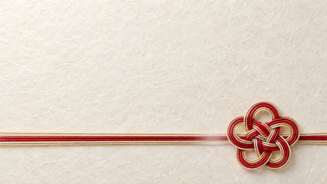 Red and Gold Mizuhiki Knot with Gentle Light Celebration Loop