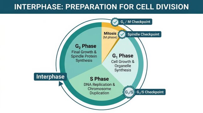 Cell Division Interphase Biological Process Illustration.