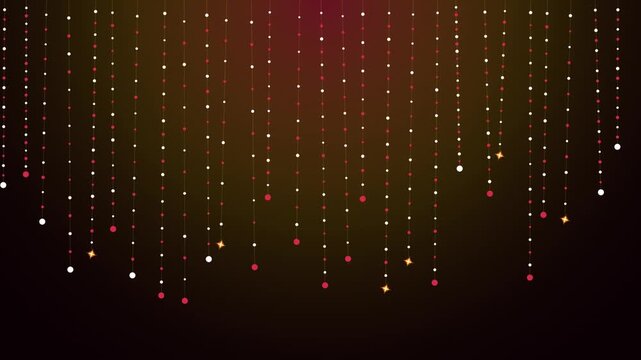 Elegant hanging ruby and warm white LED curtain lights twinkling