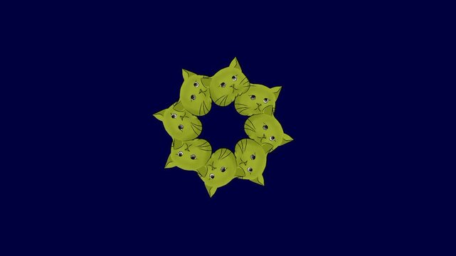 Footage vidio animation a cat heads so cute