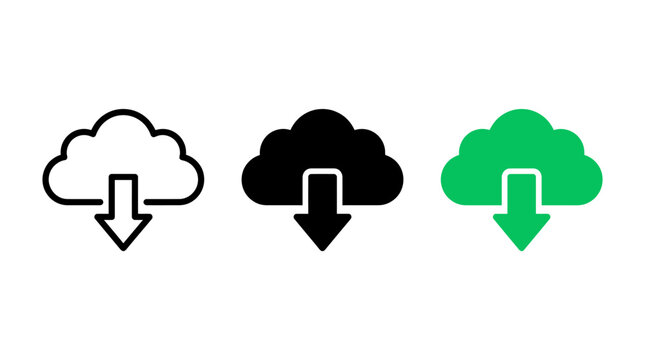 Carbon reduction cloud download icon set vector illustration design collection