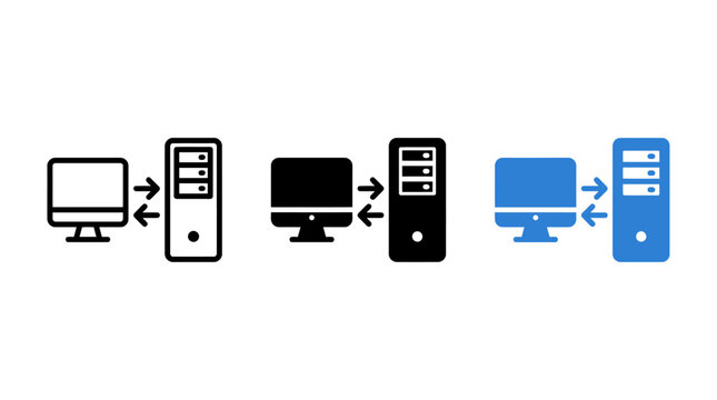 Client and server network connection icons design set vector illustration
