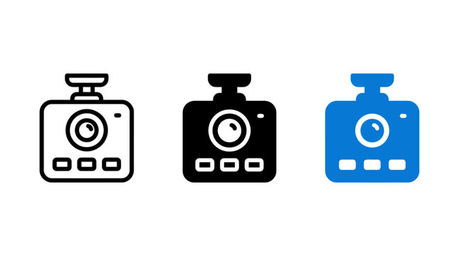 Set of dash camera icon design vector illustration with different color styles