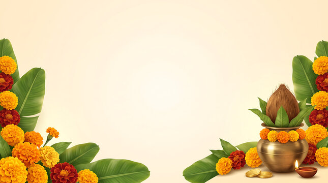 Decorative background with marigold flowers