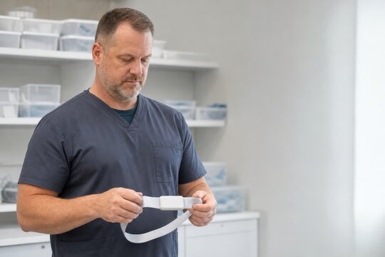 Sleep Study Technician - Inspecting Respiratory Belt