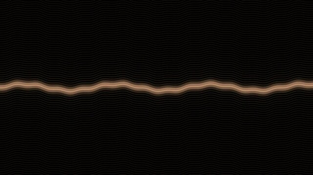 Gold warped scanlines and rolling scan beam on black video