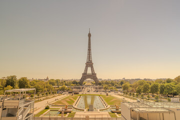 Eiffel Tower viewed from Champ de Mars gardens, with a. © DK-ART