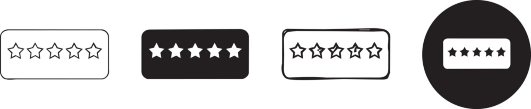 Service rating Icon Set, Set of five star rating icons in different styles individual iconset, iconset
