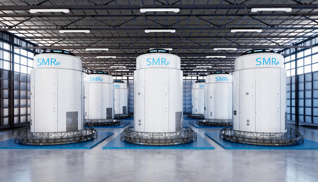 Group of smr or small modular nuclear reactors power plant