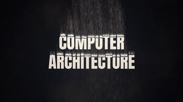 Computer architecture animated particle word cloud, text design animation, seamless loop