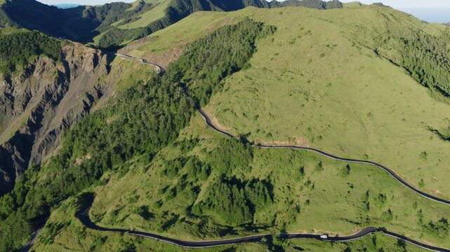 Aerial view mountain road  in  Hehuan mountain ,Taiwan