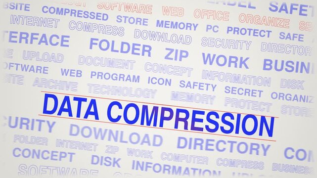 Data compression animated kinetic motion, text design animation, seamless loop