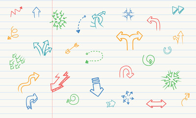 Obraz premium Hand Drawn Doodle Arrow Notebook Paper Pattern