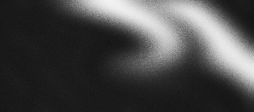 Black and white grainy gradient background noise texture blurred dark header backdrop.