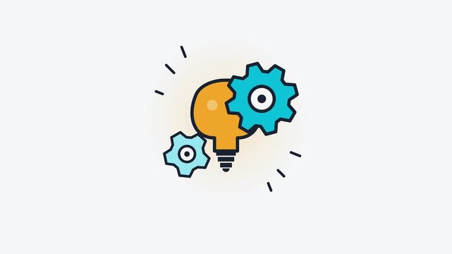 Lightbulb and Gear Mechanical Innovation Concept Icon for Engineering Projects and Creative Thinking Problem Solving Solutions