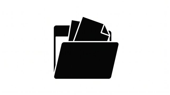 File folder icon containing documents symbol with black silhouette