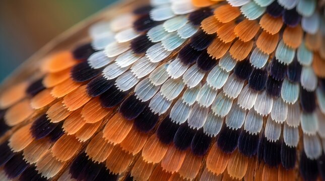 Vibrant butterfly wing scales showing intricate patterns and natural colors